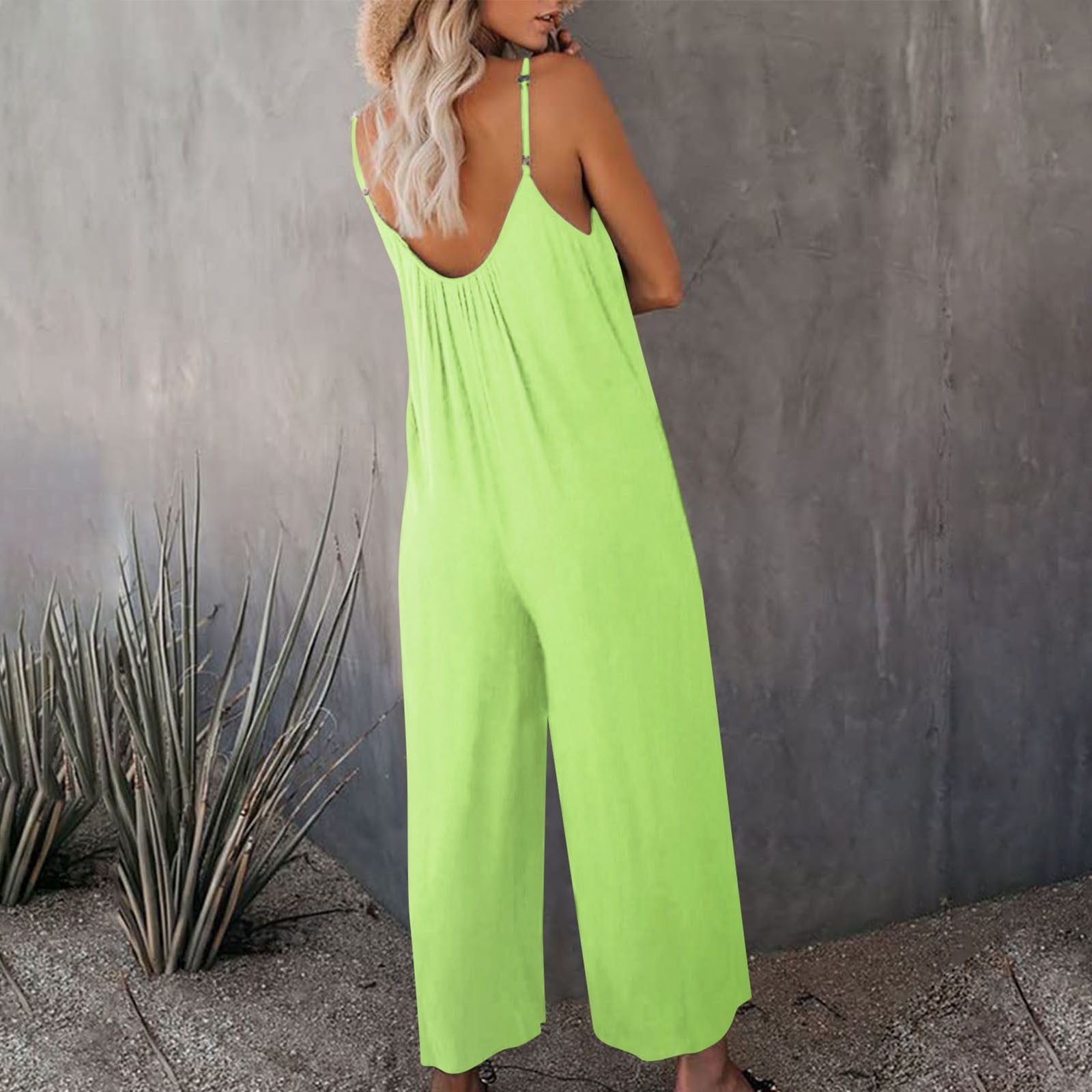 2pcs Baby Girl Fluorescent Color Spaghetti Strap Ribbed Romper and Flared Pants Set