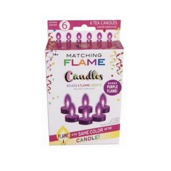 6 Matching Purple Flame Candles (6 Purple Tea Candles Included)