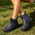 thumbnail image 6 of Trendy Ladies Shiny Gloss Slip on Ankle Rain Wellies Deep Tread Chunky Thick Platform Sole Waterproof Booties Easy Clean Sturdy Footwear for All Weather Casual Outdoor Shoes Black 7(38), 6 of 8