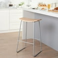 thumbnail image 4 of Mainstays Metal Frame Backless Bar Stools, Set of 2, Natural Wood, 4 of 5