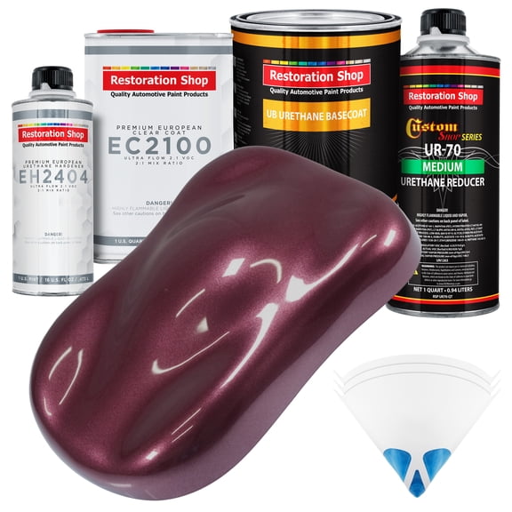 Restoration Shop - Milano Maroon Firemist Urethane Basecoat with European Clearcoat Auto Paint - Complete Quart Paint Color Kit - Automotive Refinish Coating