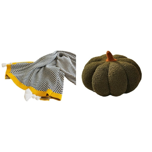 Manta de punto,Manta de punto decorativa para el hogar,Almohadas de calabaza de Halloween,Almohadas de calabaza de Halloween Decoración del hogar Suave,Cojines de calabaza para