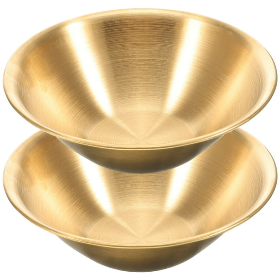 PTOOTP Set of 2 Stylish Golden Metal Mixing Bowls, Perfect for Salads, Cereals, and Kitchen Use