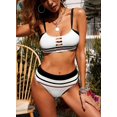 thumbnail image 4 of Women's 2 Piece Bikini Swimsuits Fashion Color Block High Waist Summer Beachwear Bathing Suits Sets, 4 of 7