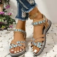 thumbnail image 6 of Sandals for Women Clearance, Xunlbb Women's Summer New Plus-size Ethnic Style Casual Fashion Wedge Sandals(Brown,Size:40), 6 of 7