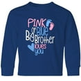 thumbnail image 3 of Inktastic Pink or Blue, Big Brother Loves You Footprints and Heart Long Sleeve Youth T-Shirt, 3 of 5