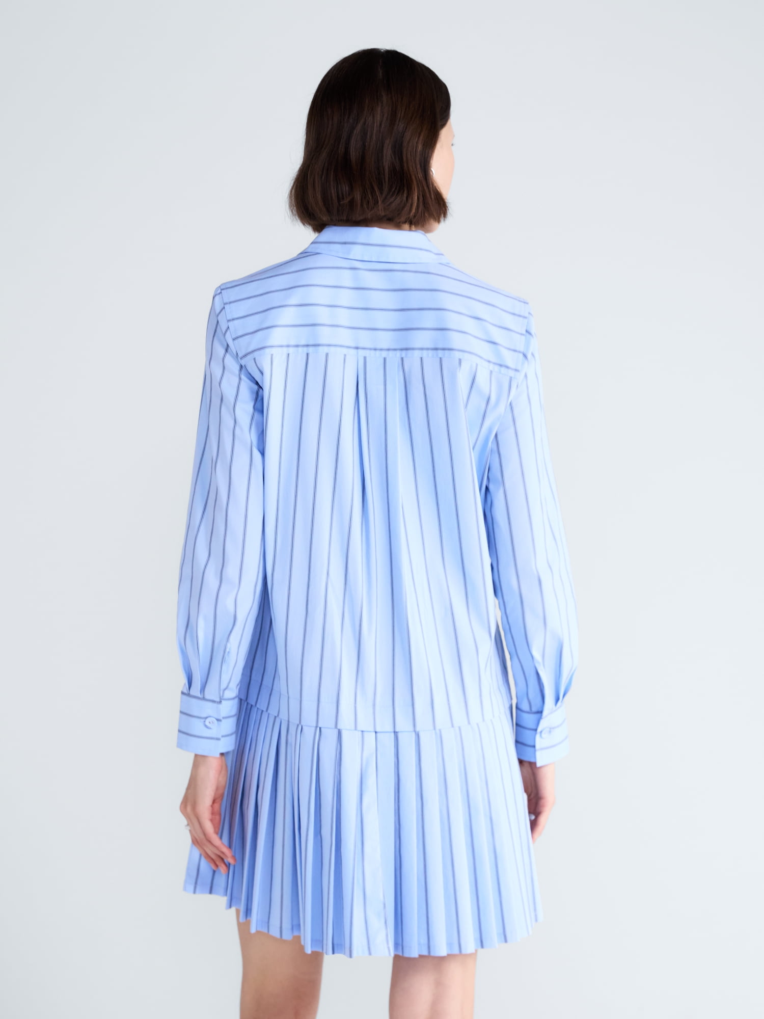 Free Assembly Women's and Women's Plus Striped Drop Waist Shirtdress with Long Sleeves, Sizes XS-4X