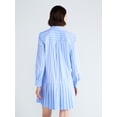 thumbnail image 3 of Free Assembly Women's and Women's Plus Striped Drop Waist Shirtdress with Long Sleeves, Sizes XS-4X, 3 of 5