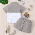 thumbnail image 5 of Hiijoy Toddler Boys Outfits Cotton Linen Color Block Shirt Shorts Set, Sizes 3-4T, 5 of 6