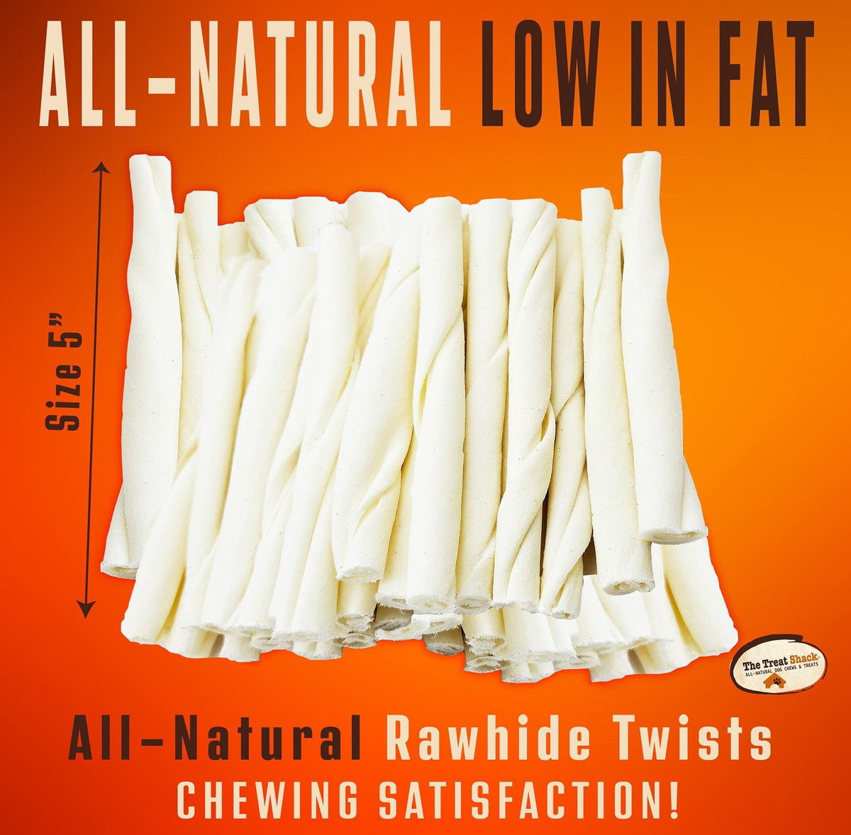 5" Premium Rawhide Twists Dog Treats, 50 count
