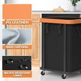 thumbnail image 2 of 150L (40 Gal) Large Fashion Laundry Basket with Wheels, Leather Patchwork Rolling Hamper Carts, Sturdy Metal Frame, Removable Washable Bag, Tall Clothes Sorter for Bedroom, Laundry Room, Dorm - Black, 2 of 7
