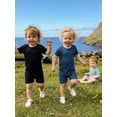 thumbnail image 6 of Loicainy 3 Pack Infant Baby Boy Romper 3 6 9 12 18 Months Summer Short Sleeve Round Neck Solid Color Waffle Jumpsuits, 6 of 8