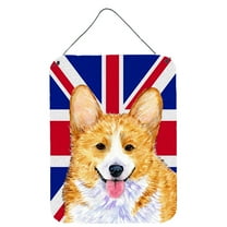 Corgi with English Union Jack British Flag Wall or Door Hanging Prints
