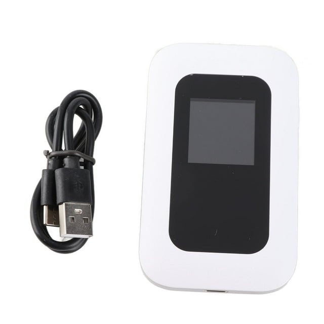 Enrutador WiFi 4G blanco con ranura para tarjeta micro, hasta 10 usuarios, pantalla LED de 1,44 pulgadas, batería de 2100 mAh, enrutador 4G LTE para teléfono, PC y tableta.