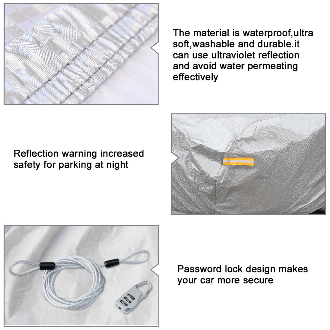 Unique Bargains 3XXL Car Cover Waterproof Breathable Heat Resistant Silver Tone