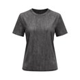 thumbnail image 4 of Women's Crew Neck Washed Short Sleeve Tee Loose Fit Vintage Denim Basic Tops for Women Gray S, 4 of 9