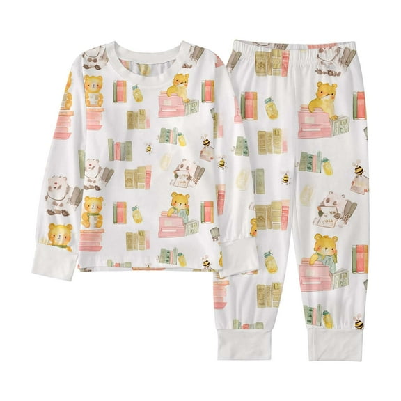 MUXiin Boys Pajama Sets Size 12 2-Piece Boys Girls Pajamas Long Sleeve Sleepwear Trendy Cartoon Graphic PJs Set Comfy Big Kid