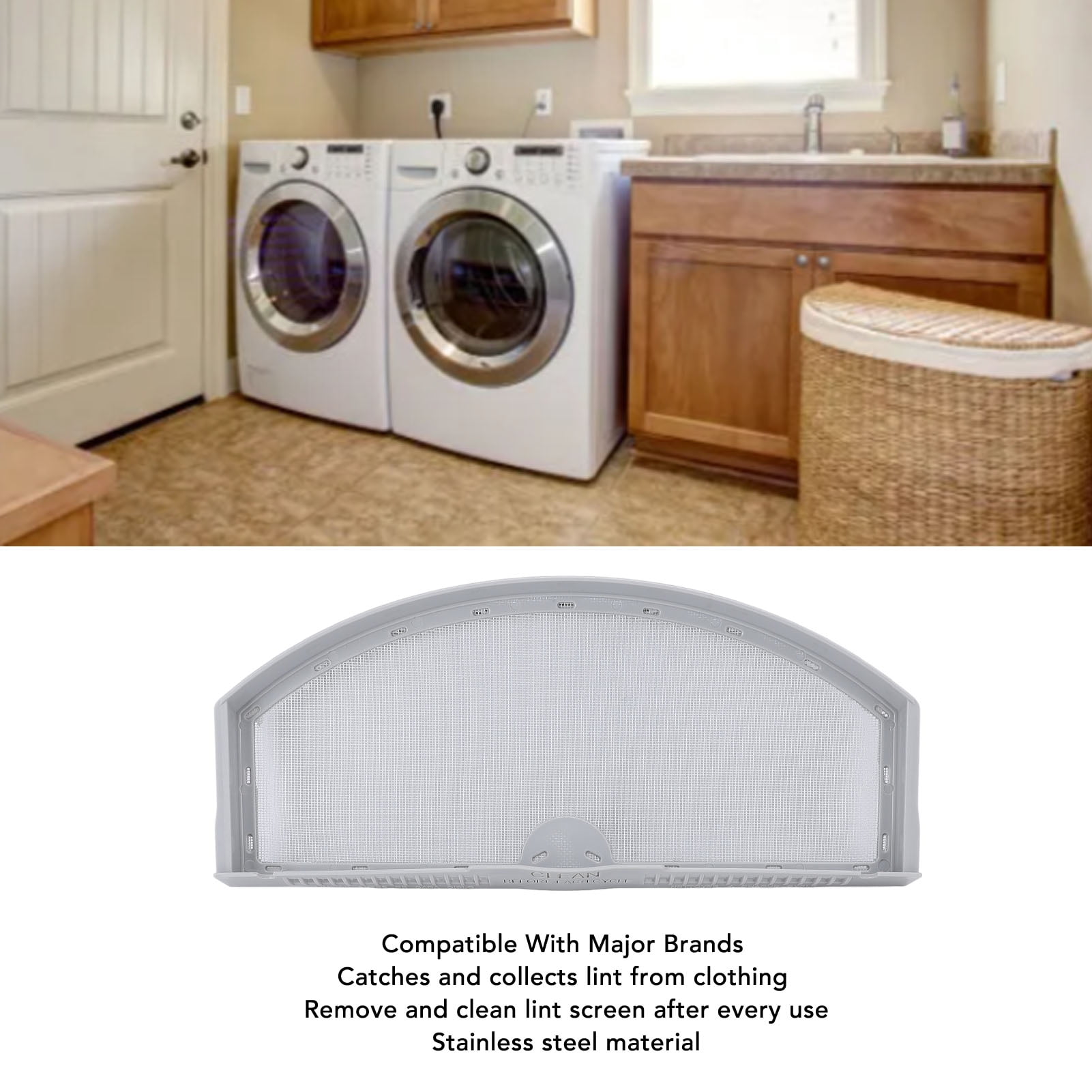 Dryer Lint Filter, Dryer Lint Filter Replacement Long Lasting ABS Frame Efficient Filtration Easy Installation Stainless Steel Mesh  For GTD65GBSJ3WS