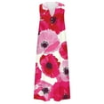 thumbnail image 5 of ibuvkizy Summer Dresses for Women Plus Size Summer Dresses,New Women's V-neck Button Button Sleeveless Printed Long Dress,Holiday Party Beach Dress,Gifts for Women, 5 of 5