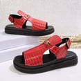thumbnail image 5 of Red Women's Fish Mouth Thick Sole Beach Sandals with Velcro Straps Casual Indoor Outdoor Dual Use PU Material Women's Sandals 5.5, 5 of 9