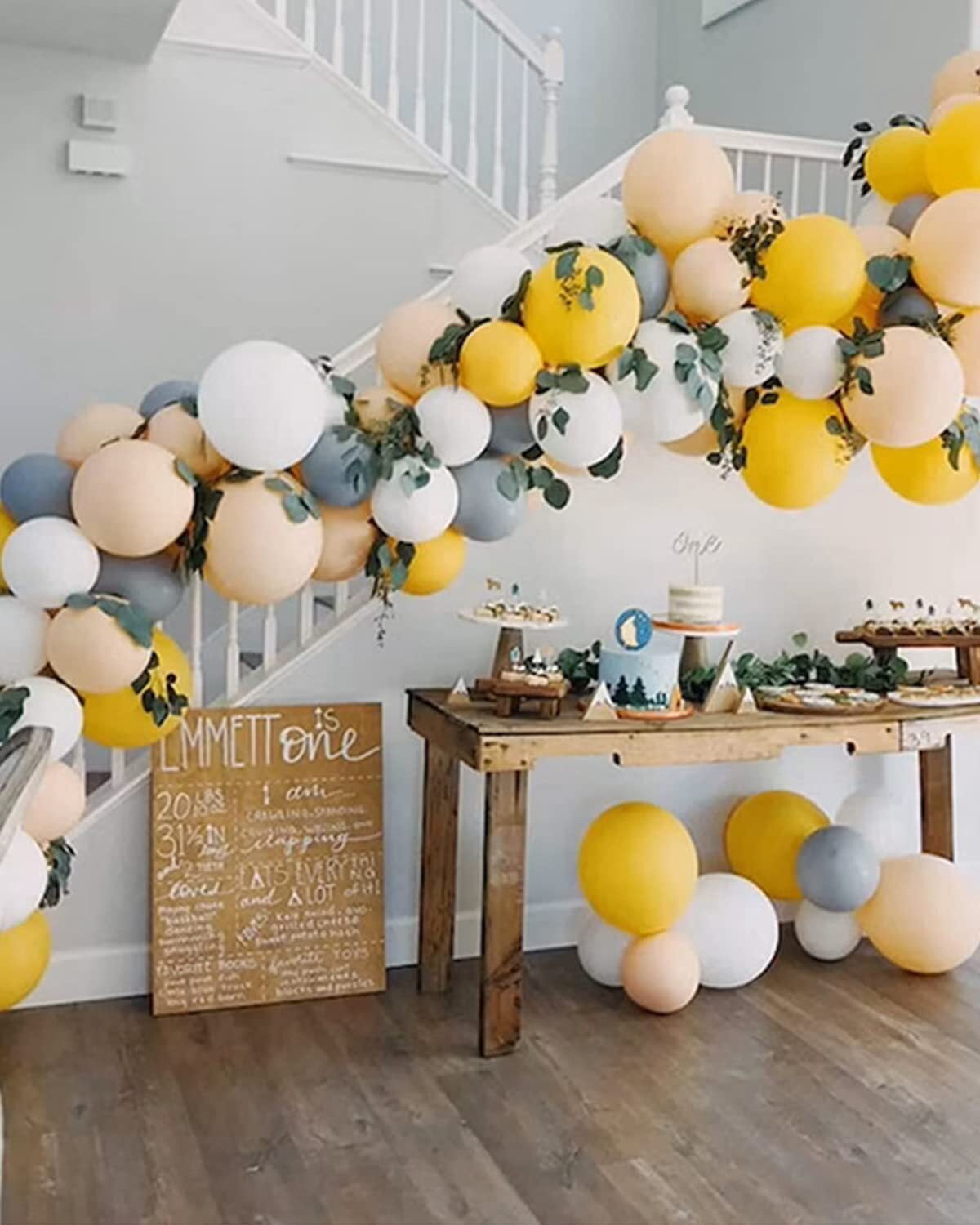 YANSION DIY Balloon Arch Kit Blush Gray Lemon Yellow Balloon Garland Kit, Blush, Lemon Yellow and Gray Balloons Party Decorations for Baby Shower, Bridal Shower, Birthday, Wedding, Grad, Fall Party