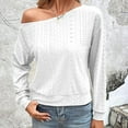 thumbnail image 2 of Pompotops Haut d'Automne pour Femme Décontracté Uni à Col Asymétrique Blouses à Manches Longues Haut à Manches Longues à Col Asymétrique Blouses en Solde, 2 of 8