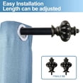 thumbnail image 3 of Urbanest Adjustable Single Curtain Rod Set Burnt Gold Regina Finials – 1 - Inch Diameter, With Black Rod, 48–84 Inches, 3 of 6