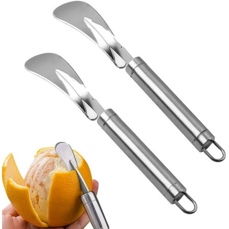 

Casewin Orange Peeler Cutter 2 Pieces Stainless Steel Orange Citrus Peelers Orange Peeler Tool with Curved Handle Vegetable Fruit Tools Kitchen Gadget
