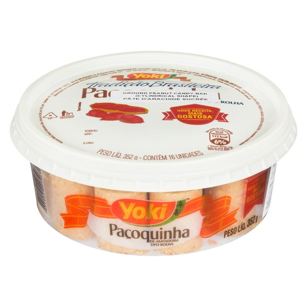 YOKI Pacoquinha Doce de Amendoim Rolha 1.25 kg. | Ground Peanut Candy Roll  2.75 lbs. - 56 Rolls. Gluten Free.