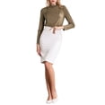 thumbnail image 2 of INSPIRAR CHIC Blusa de Manga Larga para Mujeres Otoño Invierno Casual Trabajo Cuello Alto 2XL Marrón, 2 of 5