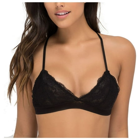 Lace Push Up Bustier - Floral Lace Triangle Bra Bralette Crop Top Cut Out Bustier Band Sexywear