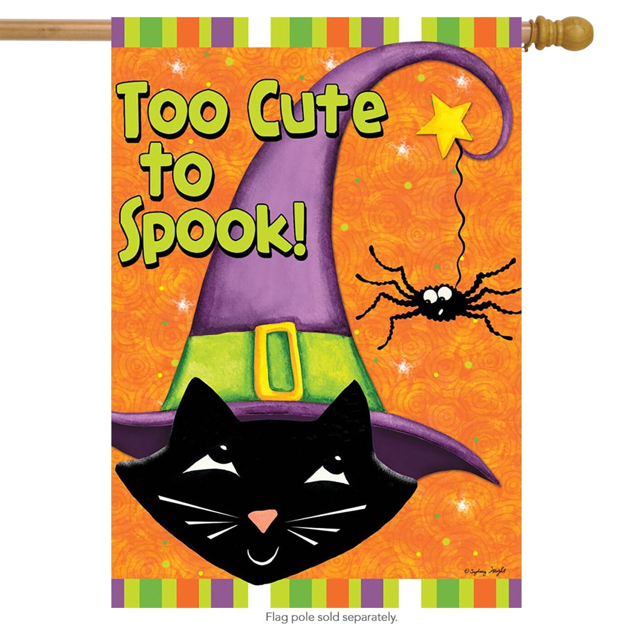 Download Too Cute to Spook Halloween House Flag Black Cat Witch Hat ...