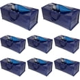 thumbnail image 1 of ORUYROP 8 Pack Moving Bags w/Backpack Straps, Moving Supplies, Moving Boxes, College Packing Storage Boxes with Lids Alternative, Heavy Duty, Extra Large, Sturdy Handles, Zippers (Blue, 8 Pack, 1 of 7