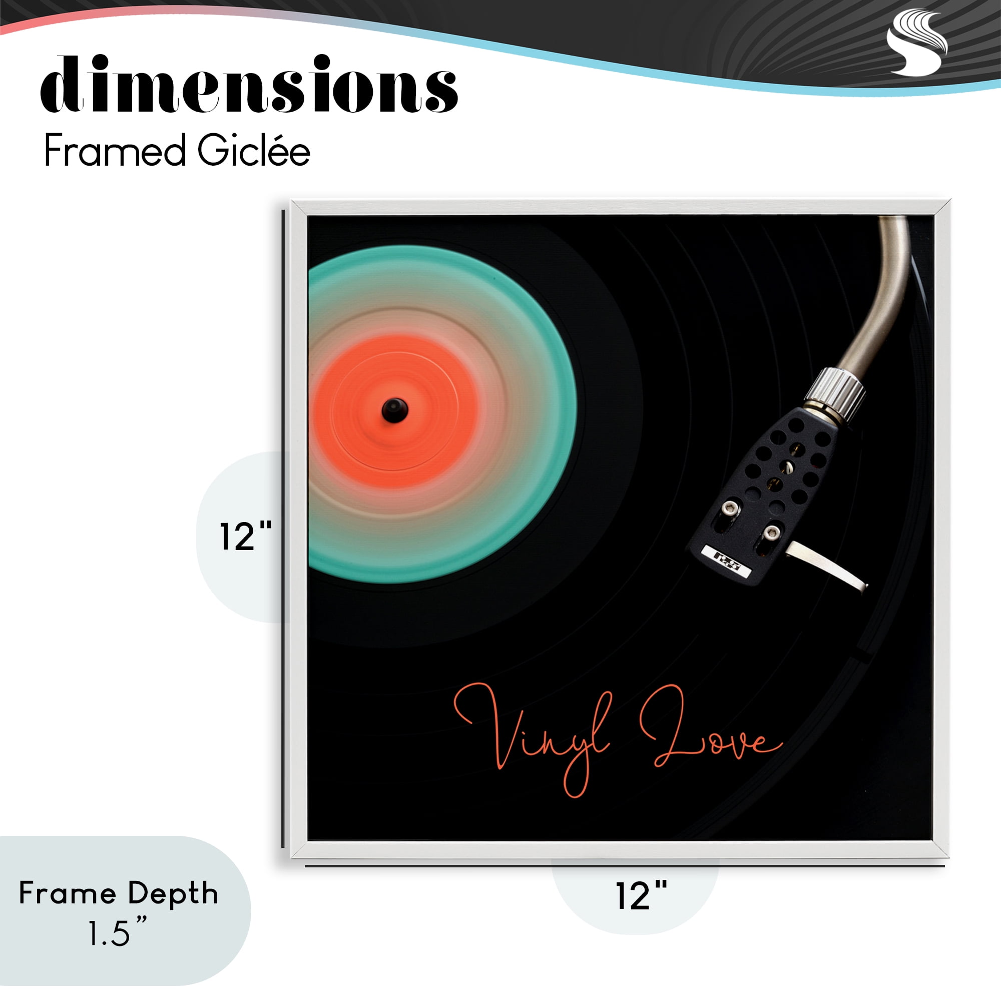 Stupell Industries Spinning Record Vinyl Love White Framed Giclee Art, design by Tom Quartermaine