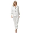 thumbnail image 4 of Sngxgn Pajamas Set for Women Soft Comfy Button up Sleepwear Plus Size Pj Lounge Sets Loungewear(White,M), 4 of 5