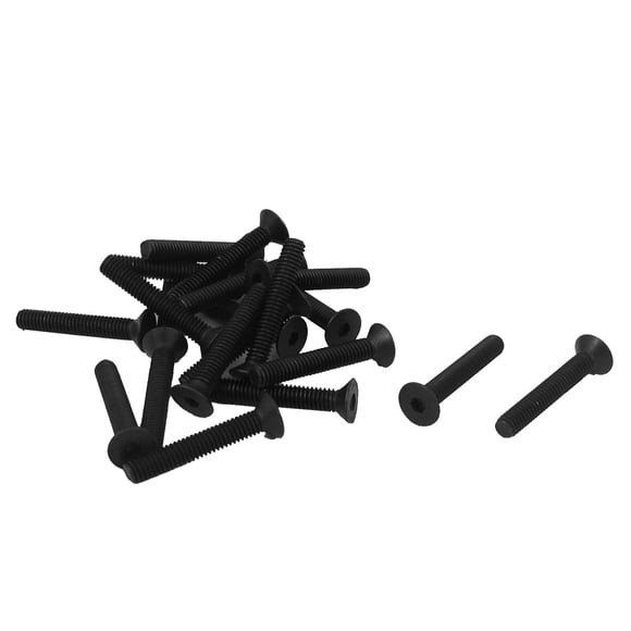 Unique Bargains M4 x 25mm Metric Hex Socket Countersunk Flat Head Screw Bolts Black 20PCS