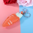 thumbnail image 4 of Lindo llavero con colgante de zanahorias de cuero PU, llavero, bolso, regalo ornamental para coche (naranja), 4 of 5