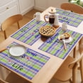 thumbnail image 5 of Colorful Plaid Placemats Set of 12 Floral Farmhouse Shell English Text Place Mats Indoor Wipeable Table Mats Washable Cloth Dining Table Placemats for Kitchen Holiday Party Home Decor 13x19 Inch, 5 of 9