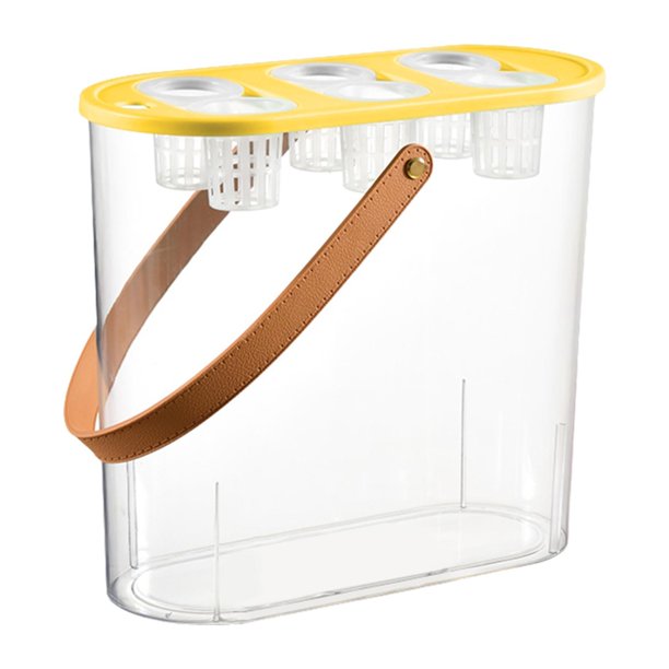 Caja de hidropónico, tanque de micropaisaje de escritorio con 6 agujeros y asa, herramienta hidropónica para plantas y peces en interiores. Amarillo