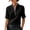 Black, variant on Women's Linen Blend Stand Collar Short Sleeve Henley Top, Contrast Trim Detail, Casual Blouse for Spring Summer Daily Wear, Breathable and Lightweight A S