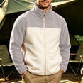 thumbnail image 2 of LEAVINGSUO Men's Zip-up Cardigan Sweatshirt Solid Color Long Sleeved Stand Up Collar Pocket Warm Jacket Gray XL, 2 of 7