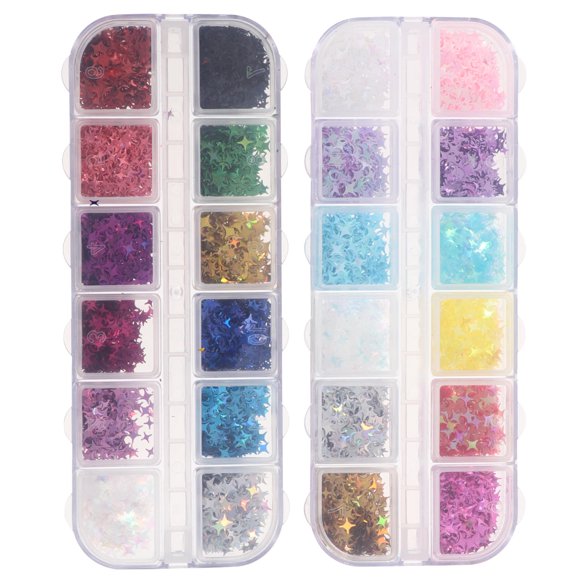 FONDOTIN 2 Sets Chunky Glitter for Nails Daily Wearing for Women with Assorted Color