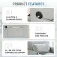 thumbnail image 6 of Dinosisco 3-in-1 Convertible Sleeper Chair Bed, Indoor Lounge Chair with USB/Type-C Charging Ports, Modern Recliner Sofa for Living Room, Gray Velvet, 6 of 8