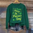 thumbnail image 5 of VKOYWKM Happy St. Patrick's Day Sweatshirts pour Femmes Chandails à Col Rond à Imprimé de Lettres Drôle Coupe Ample Manches Longues Vert, 5 of 5