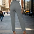 thumbnail image 5 of APEXFWDT Womens Casual High Waist Pencil Pants with Pockets Bow-Knot Cropped Paper Bag Pants for Work Lightweight Dress Pants, 5 of 6