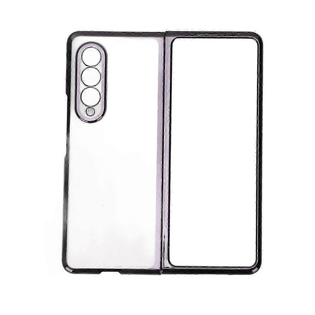 Folding Phone Case Fashionable Electroplated Phone Case Drop Protective Phone Cover for Z Fold 3 Black
