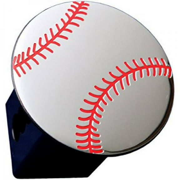 Metal Embossed Chrome Emblem Trailer Metal Hitch Cover (Fits 2 Receivers, Chrome Baseball)