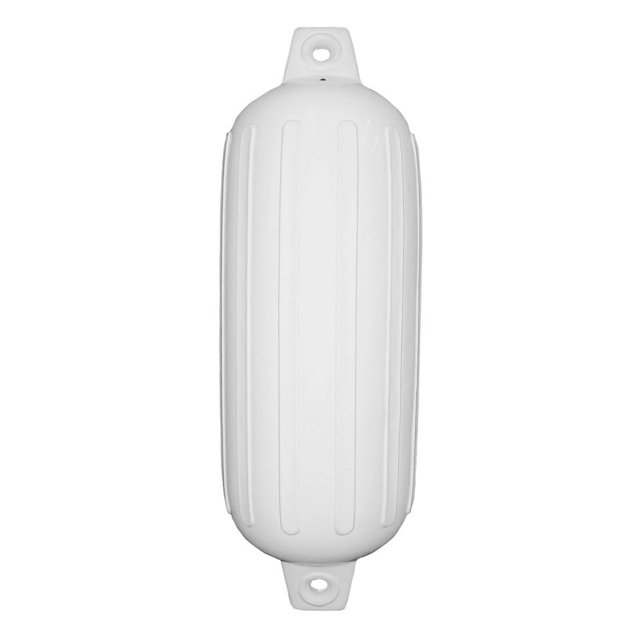 Taylor Made Boat Fender 31014 BoatGuard; Ribbed; Round; 8 Inch Diameter x 26 Inch Length; White; Vinyl; With Needle Type Valve For Inflation; Single