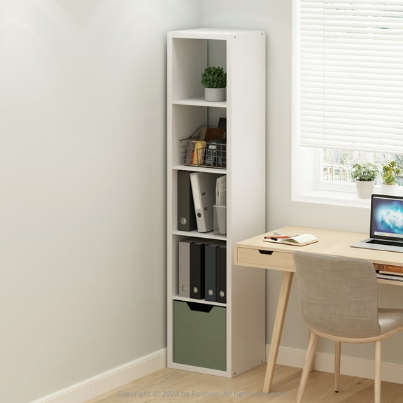 Furinno Cubic Open Back Multipurpose Clothing & Closet Storage Organizer Shelf, 5-Cube, White