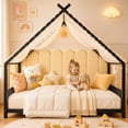 thumbnail image 3 of SESSLIFE Montessori Floor Bed, Twin Size Toddler Floor Bed with Roof and Guardrail, House-Shaped Design, No Box Spring Needed, Toddler Bed Frame for Kids, Black, 3 of 9